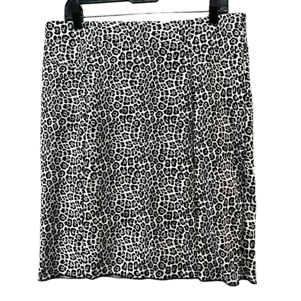 MICHAEL Michael Kors Black and White Leopard Print Pencil Skirt